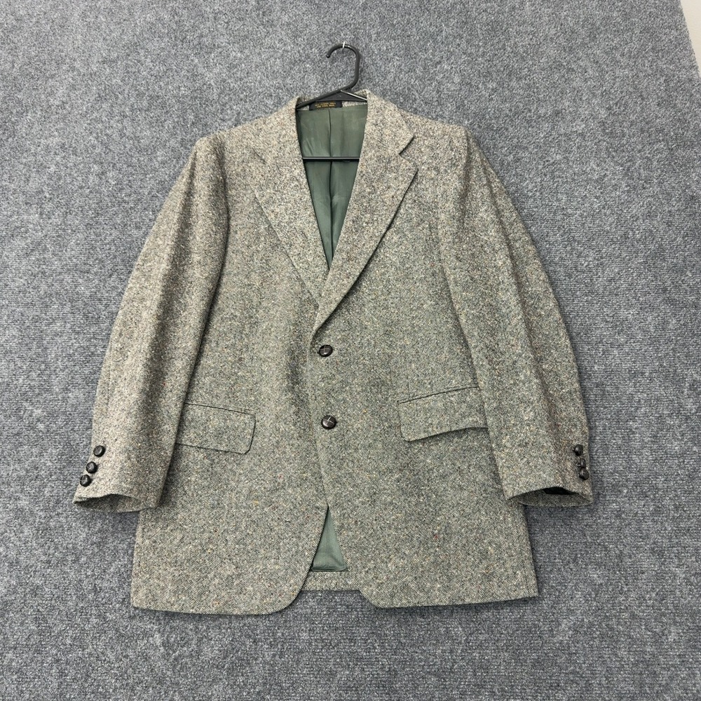 Vintage Adams Row Blazer Mens 39S Grey Wool Tweed Two Button Sport Coat Classic